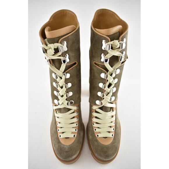 Christian Louboutin Macademia 100 Grey Suede Lace Up Block Heel Combat Boot 40 - Picture 6 of 11